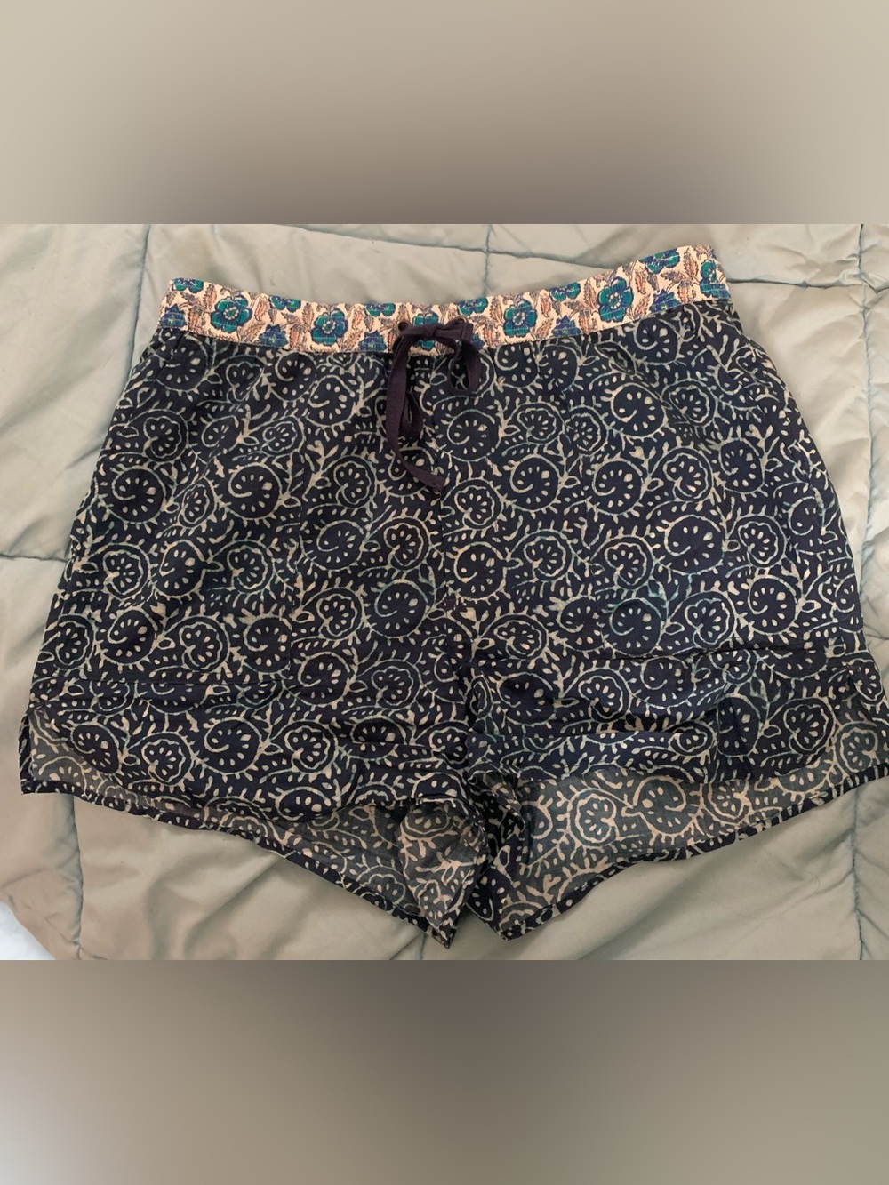 Sundance Navy Floral Waistband Drawstring Shorts